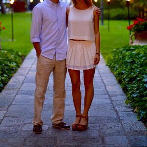 Club Monaco Arron Ivory Cream Tennis Skirt Skort Shorts Mesh Shutter Pleats 6